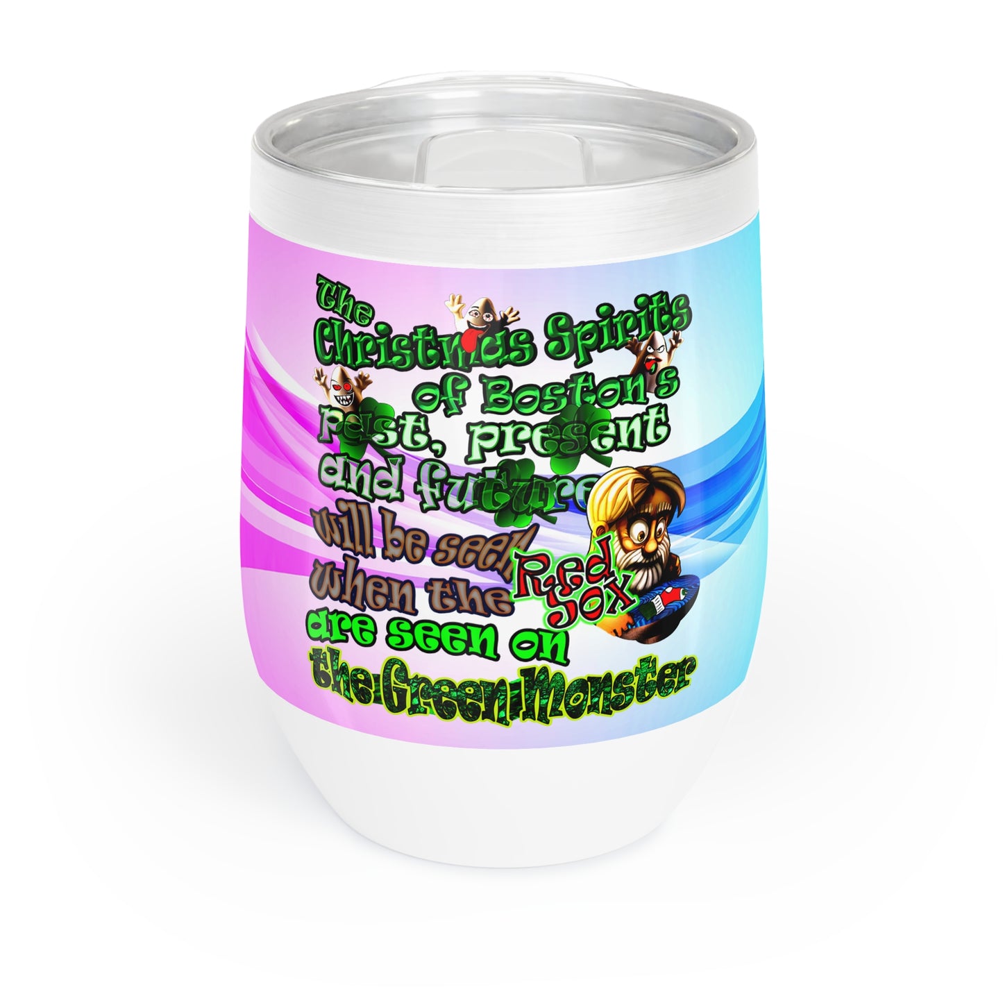 christmas spirits of boston - Chill Wine Tumbler (light blue-pink wave)