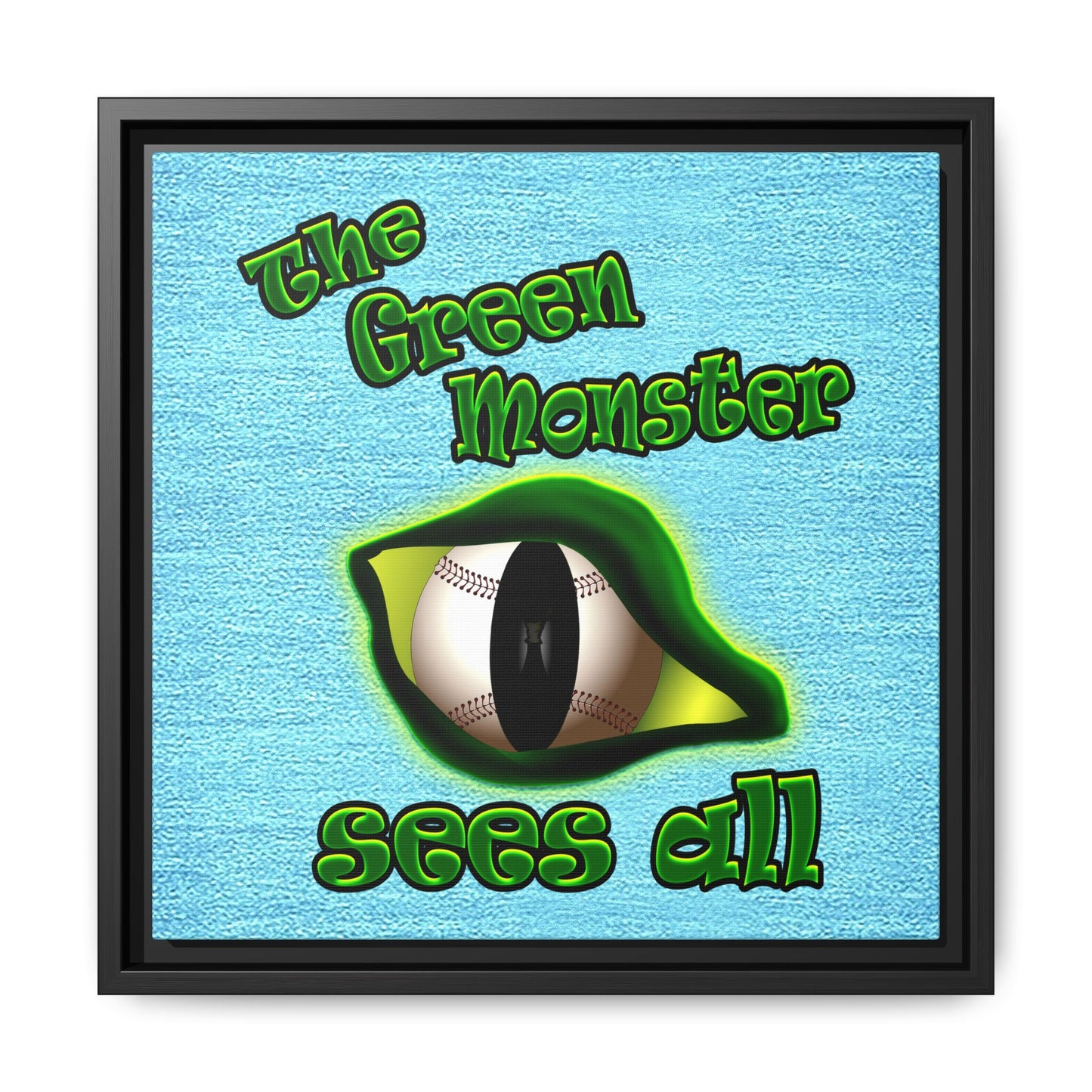 green monster - framed canvas art (faded blue)