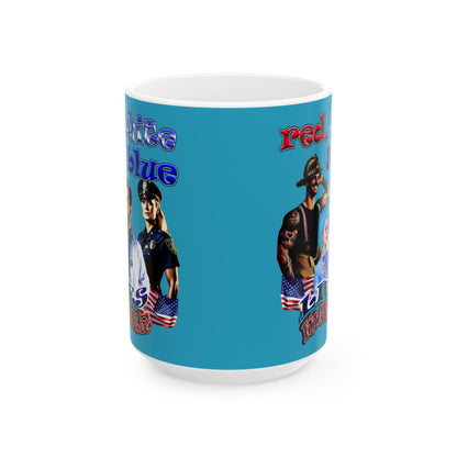 rw&b lives matter - White Mug (turquoise)
