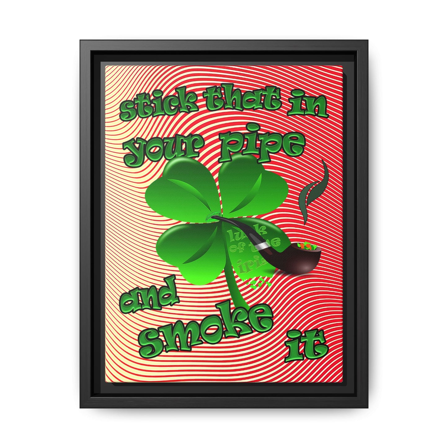 stick that in your pipe and smoke it - framed canvas art (yellow-orange wave)