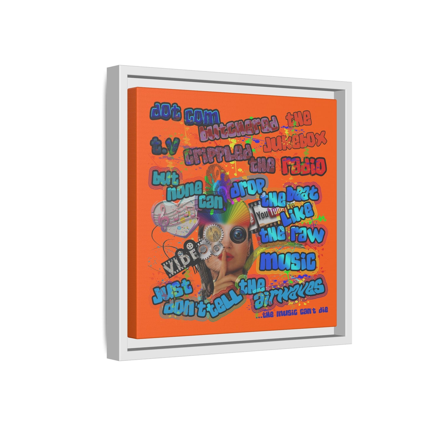 drop the beat - framed canvas art (orange)