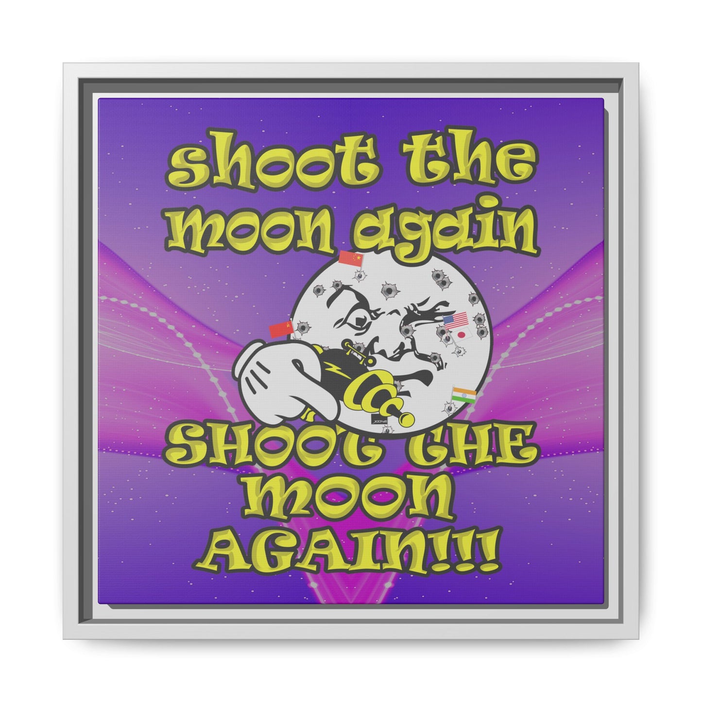 shoot the moon again - framed canvas art (purple-pink wave)