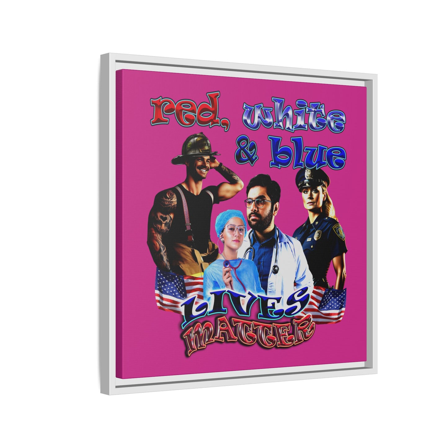rw&b lives matter - framed canvas art (pink)