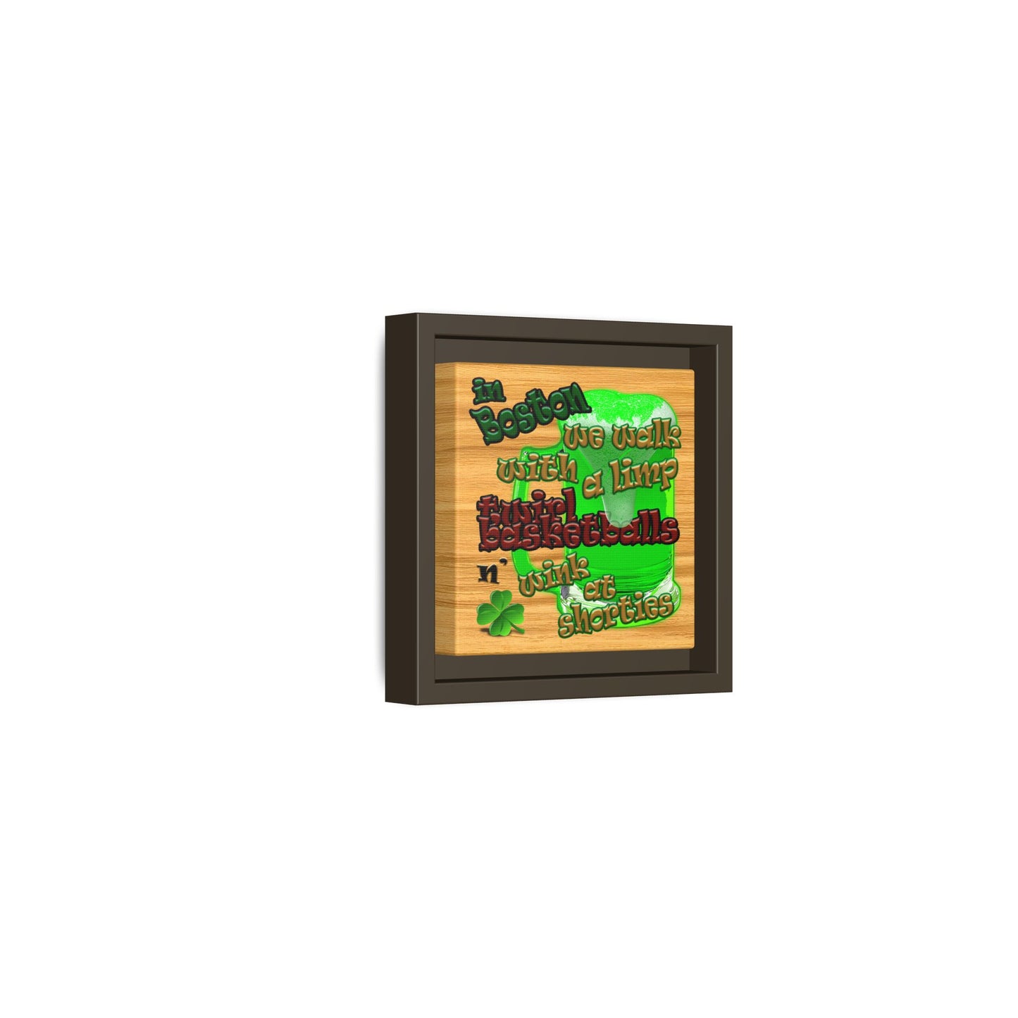 celtics logo - framed canvas art (butterscotch wood finish)