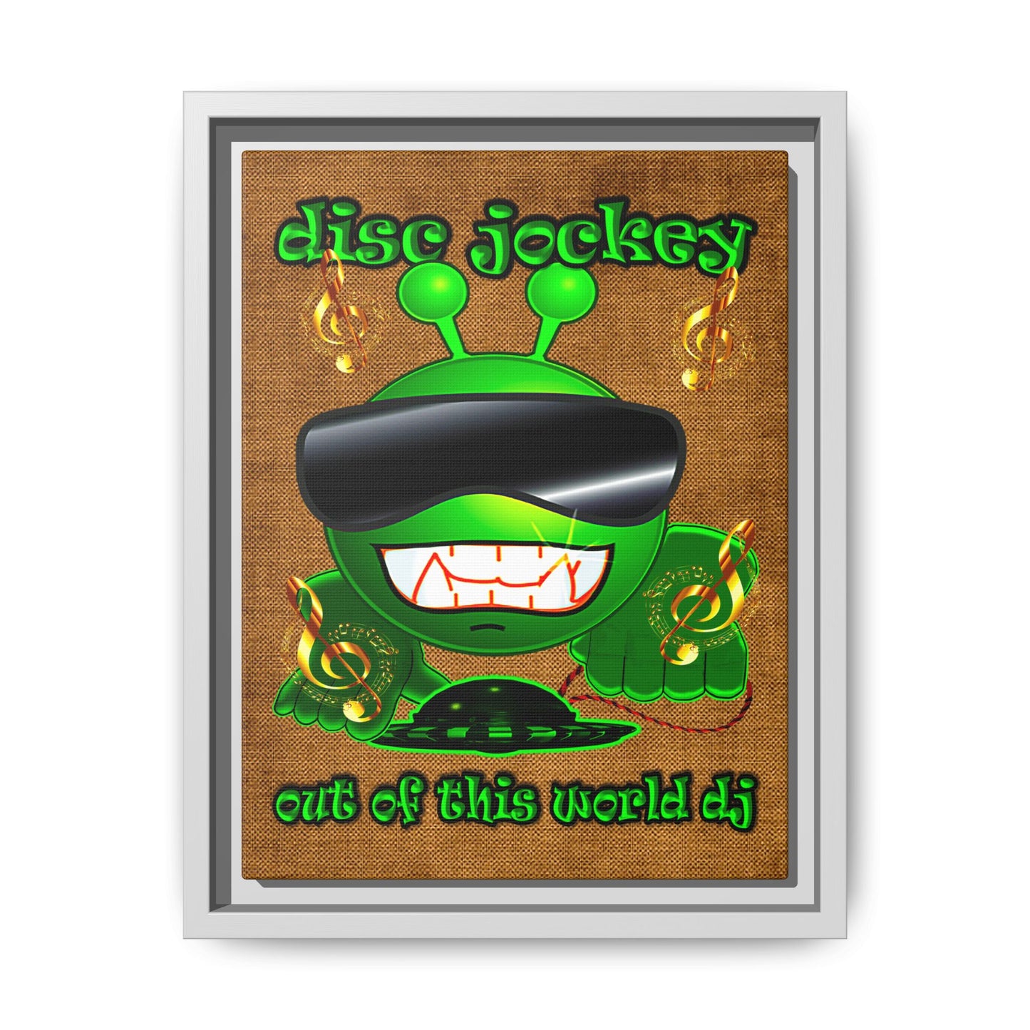 disc jockey - framed canvas art (brown papyrus)