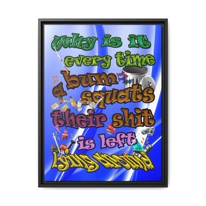 the bum's shit - framed canvas art (blue-white wave)