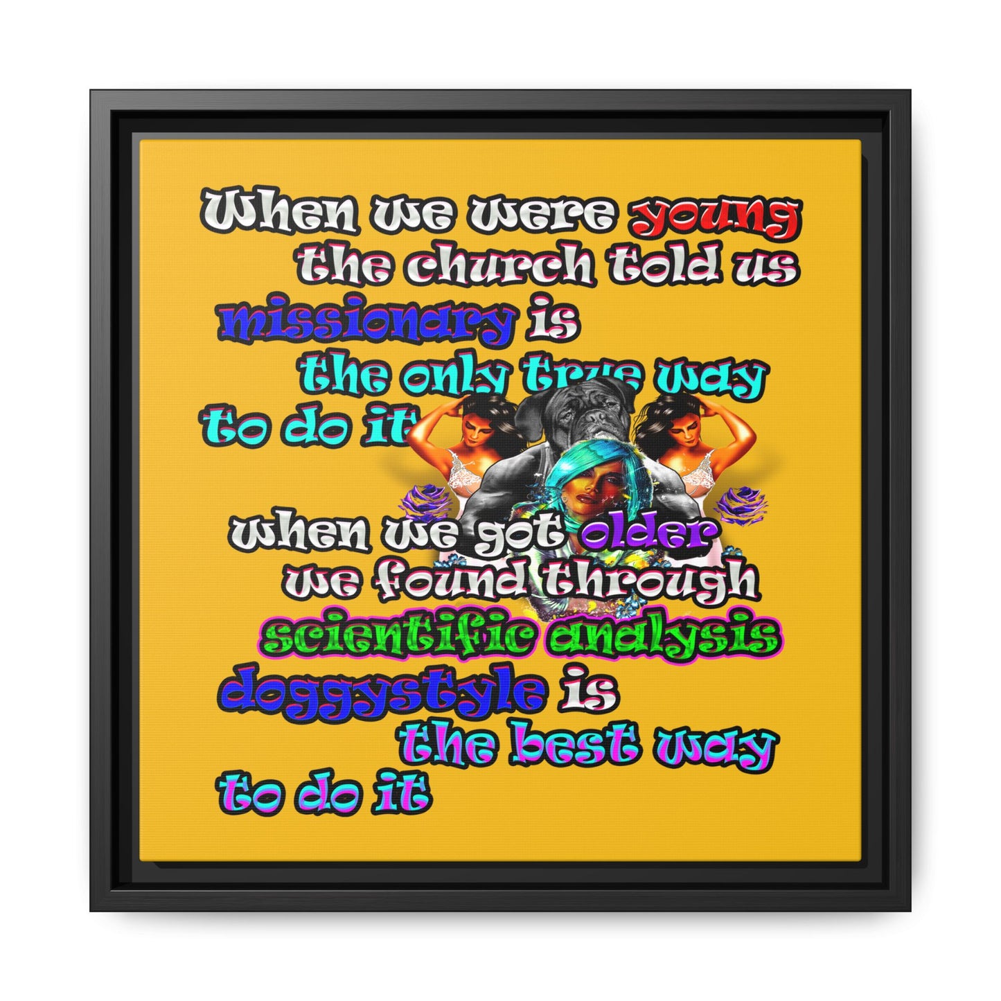 doggystyle - framed canvas art (yellow)