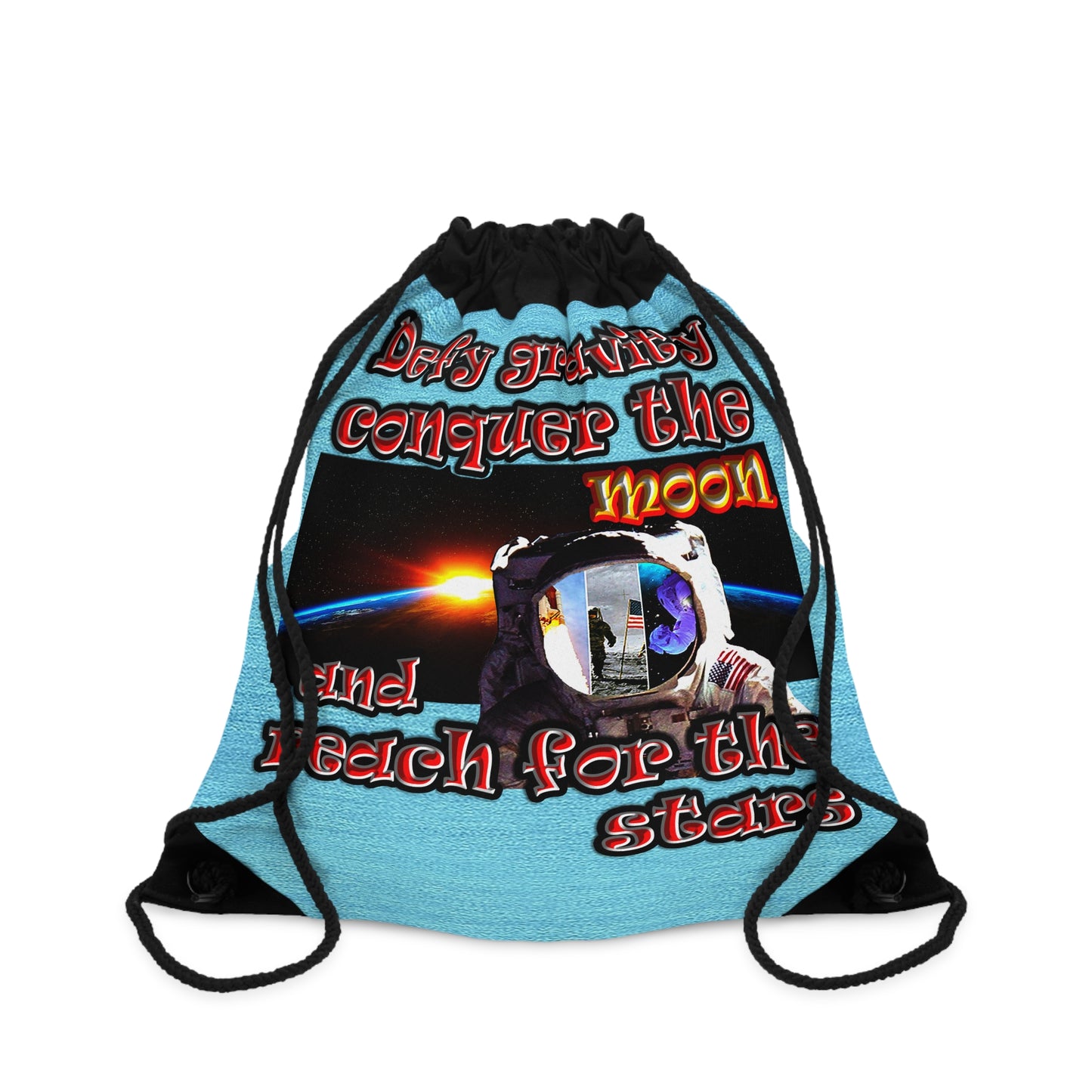 defy conquer reach - Drawstring Bag (faded blue)