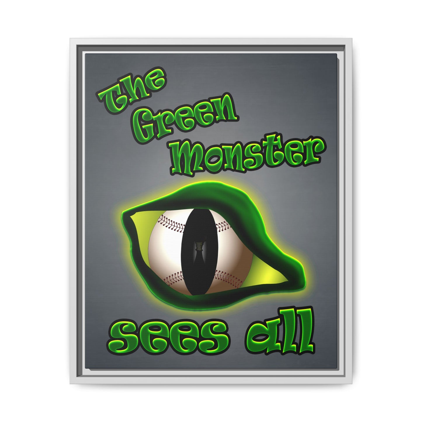green monster - framed canvas art (grey-light grey)