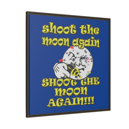 shoot the moon again - framed canvas art (dark blue)