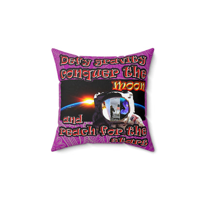 defy conquer reach - Spun Polyester Square Pillow - (pink swirl)
