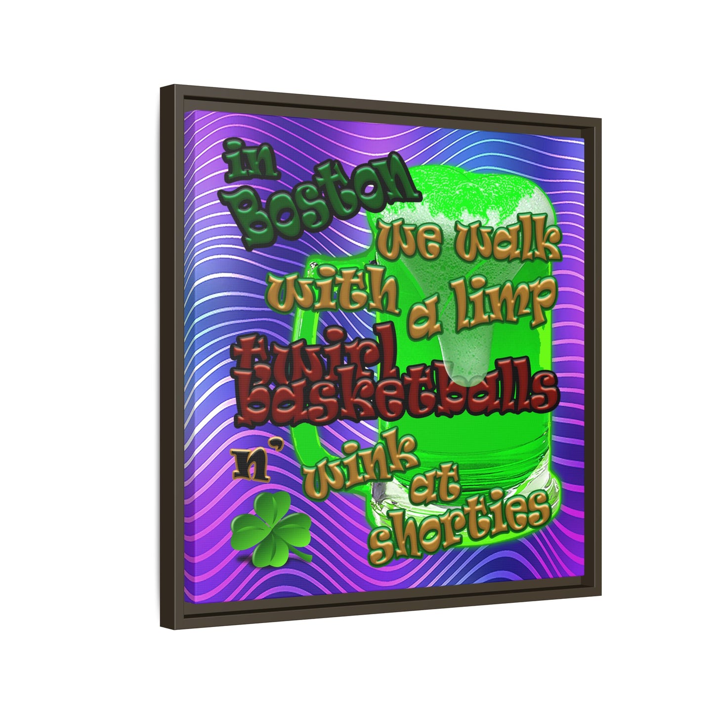 celtics logo - framed canvas art (purple wave)