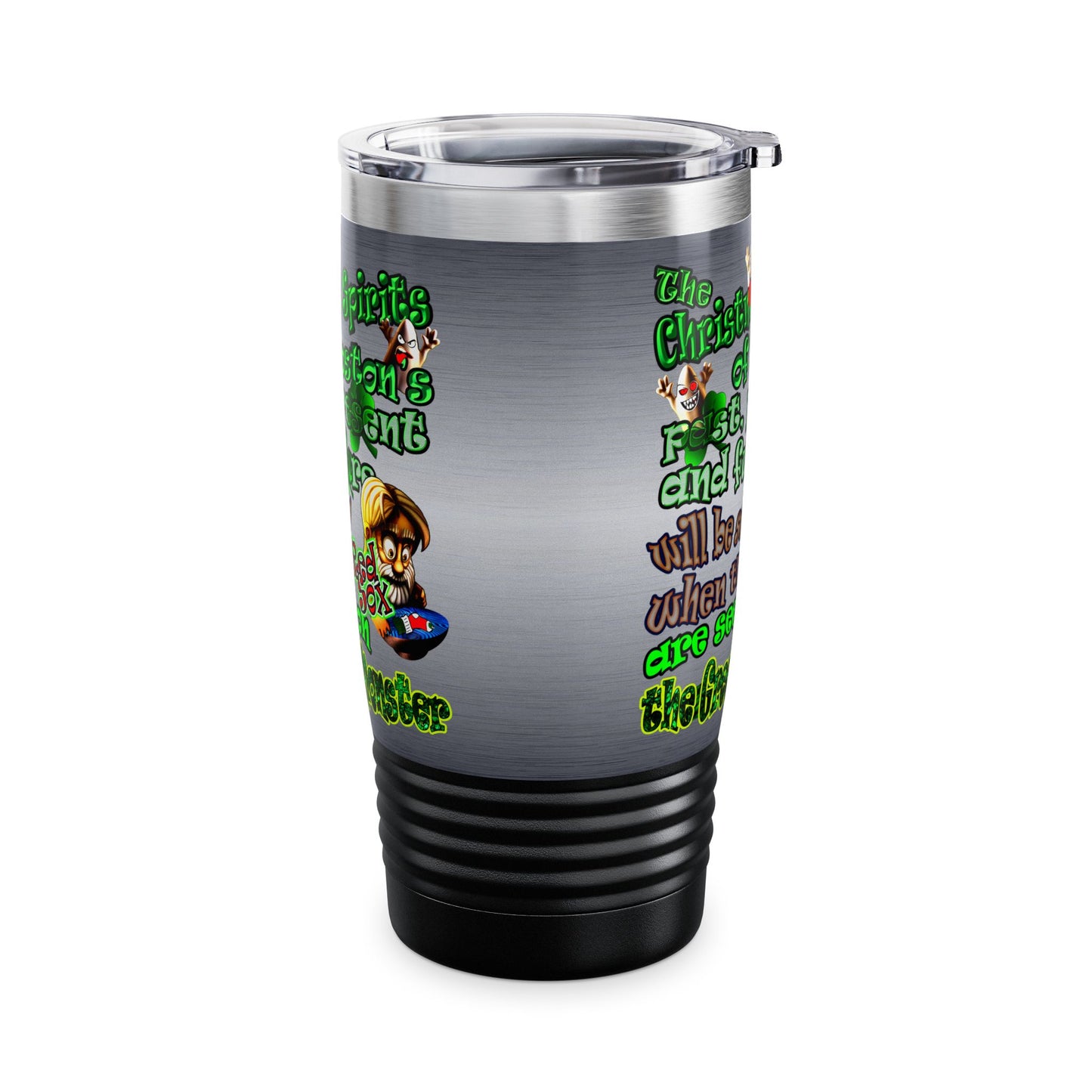 christmas spirits of boston - Ringneck Tumbler, 20oz (brushed nickel)
