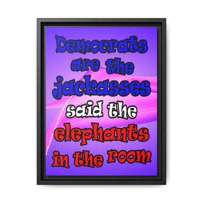 donkeys and elephants - framed canvas art (purple-pink wave)