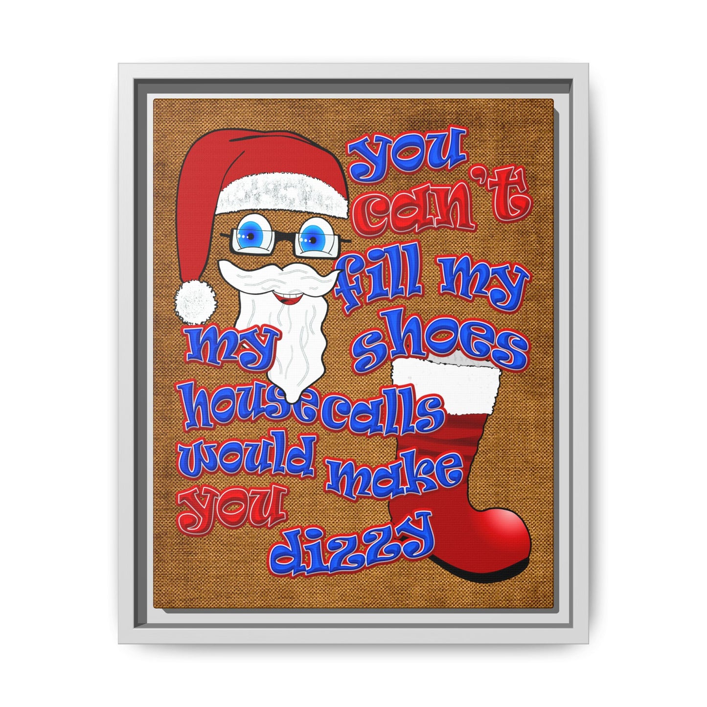 santa's shoes - framed canvas art (brown papyrus)