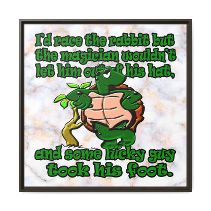turtle race - framed canvas art (white marble)