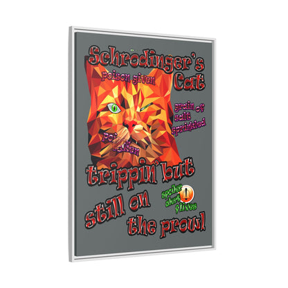 schrodinger's cat - framed canvas art (dark grey)