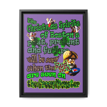 christmas spirits of boston - framed canvas art (light purple)