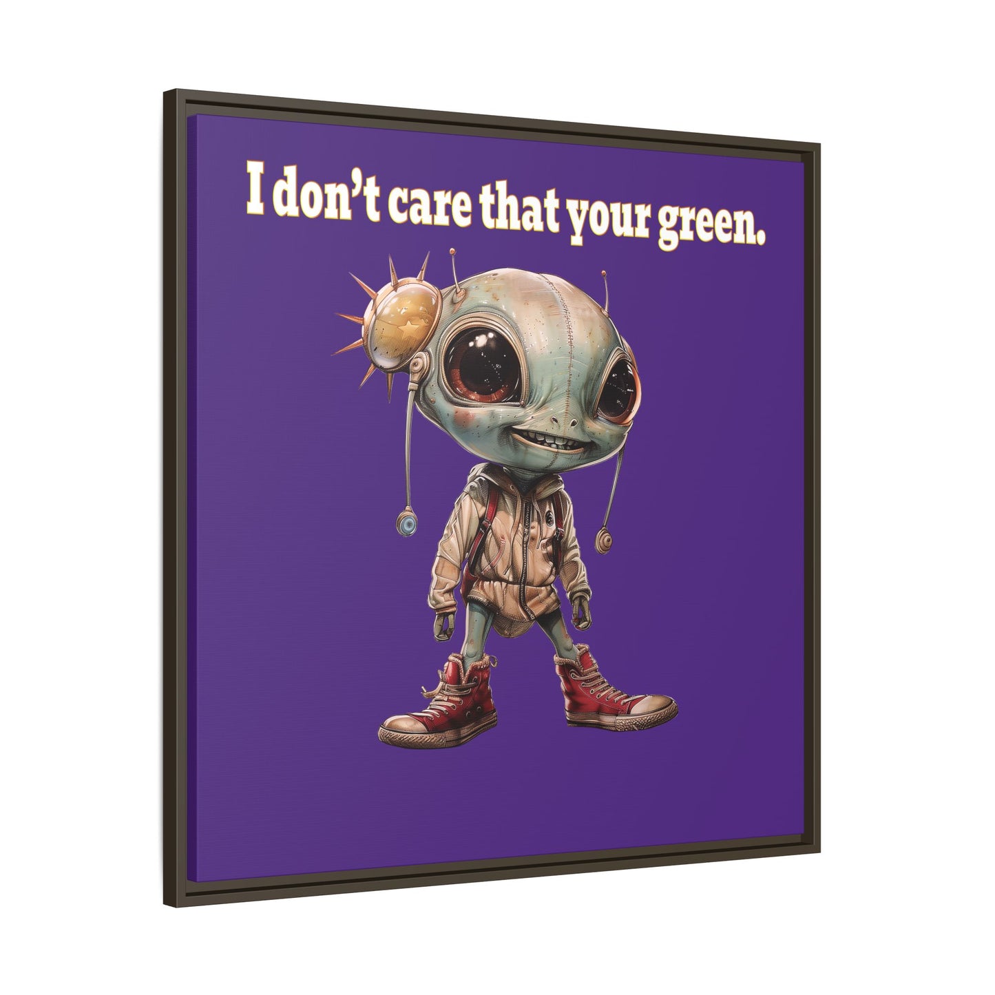 I don't care that your green - framed canvas art (purple)