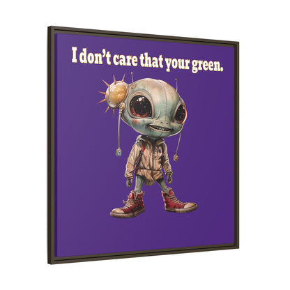 I don't care that your green - framed canvas art (purple)