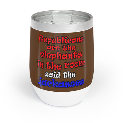 donkeys and elephants - Chill Wine Tumbler (brown)