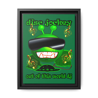 disc jockey - framed canvas art (dark green)