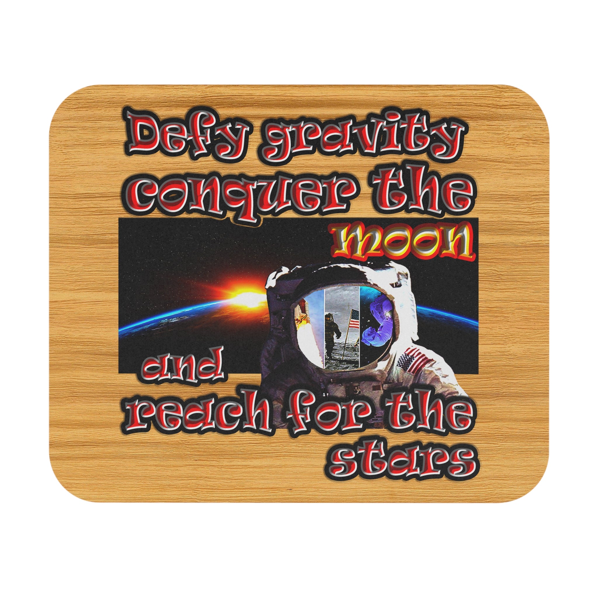 defy conquer reach - Mouse Pad (Rectangle) (butterscotch wood finish)