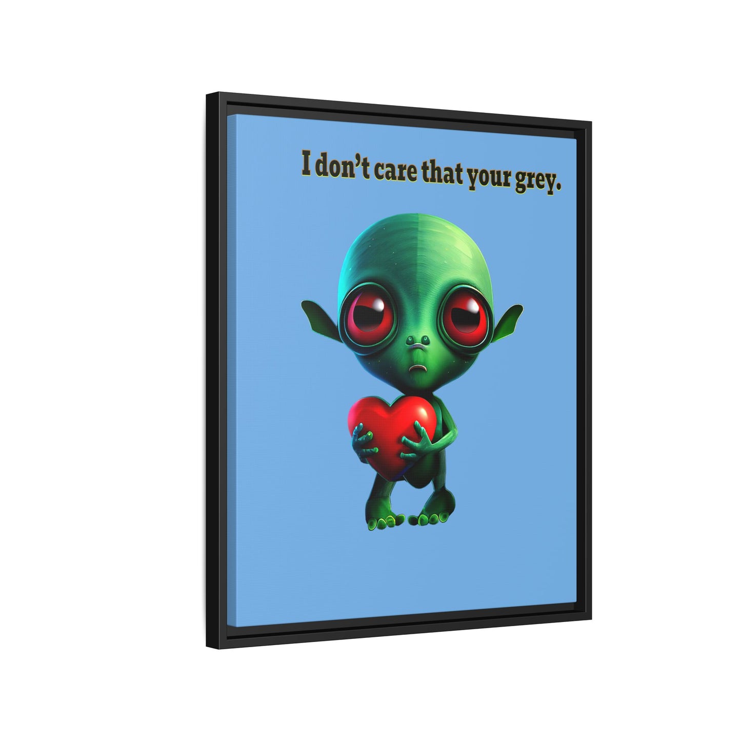 I don't care that your grey - framed canvas art (light blue)