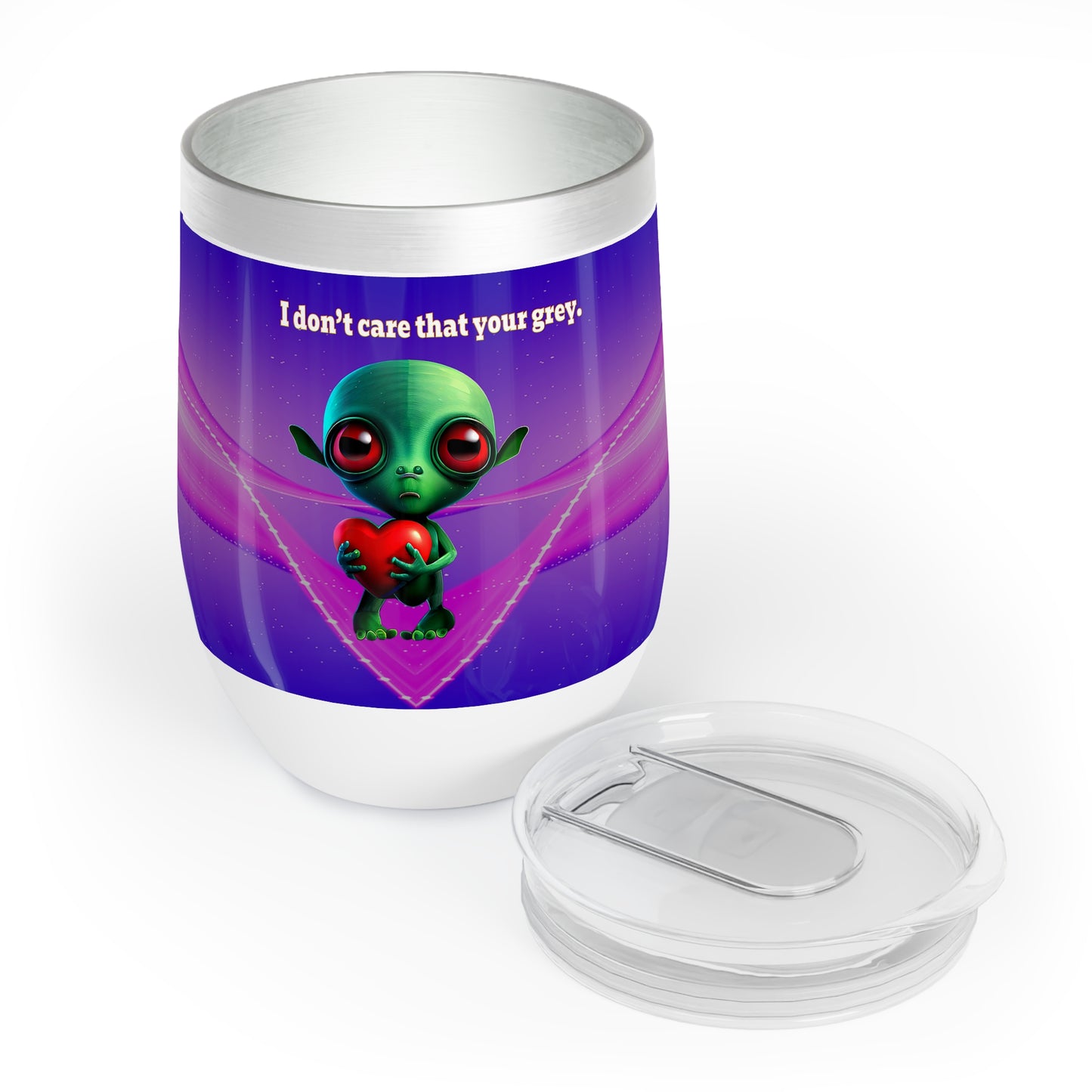 I don't care that your grey - Chill Wine Tumbler (purple-pink wave)