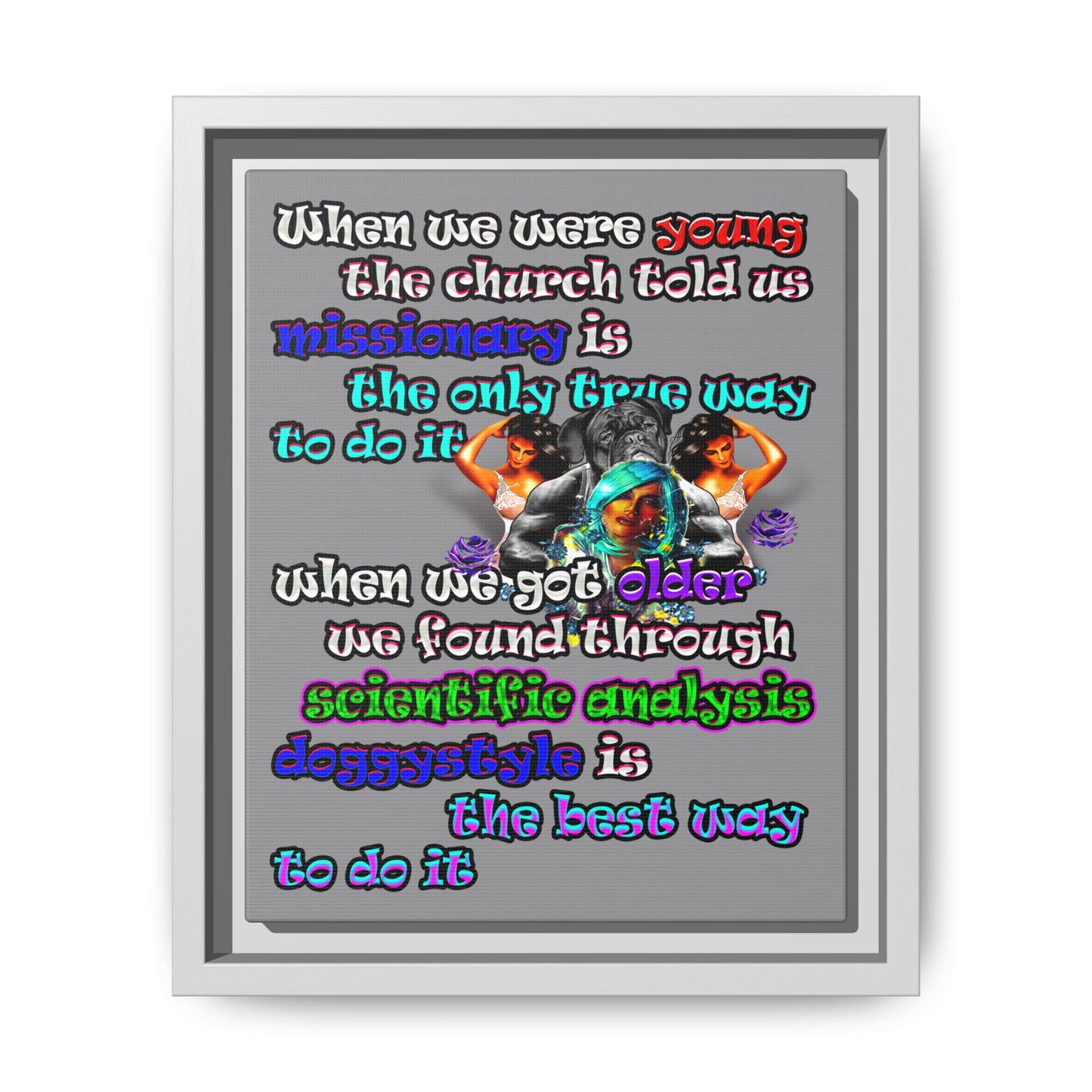 doggystyle - framed canvas art (grey)