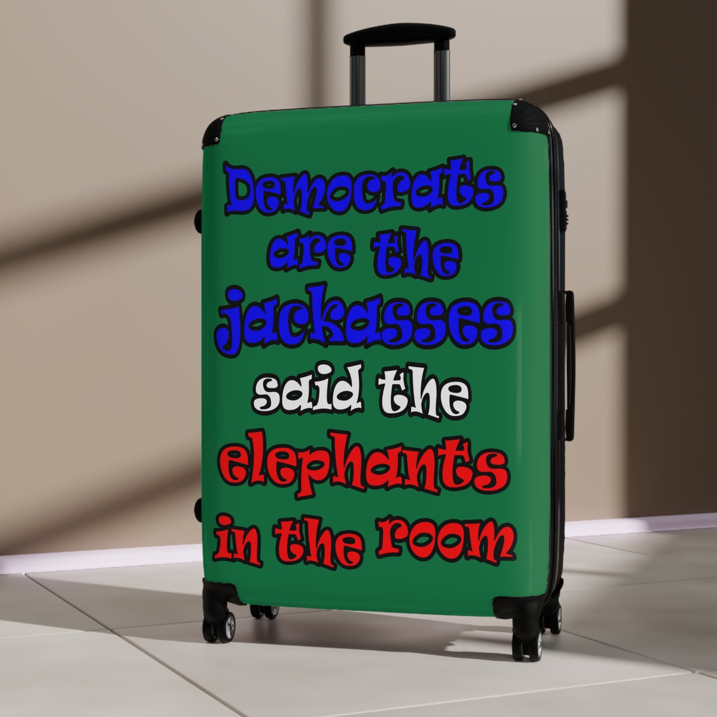 donkeys and elephants - Suitcase (dark green)