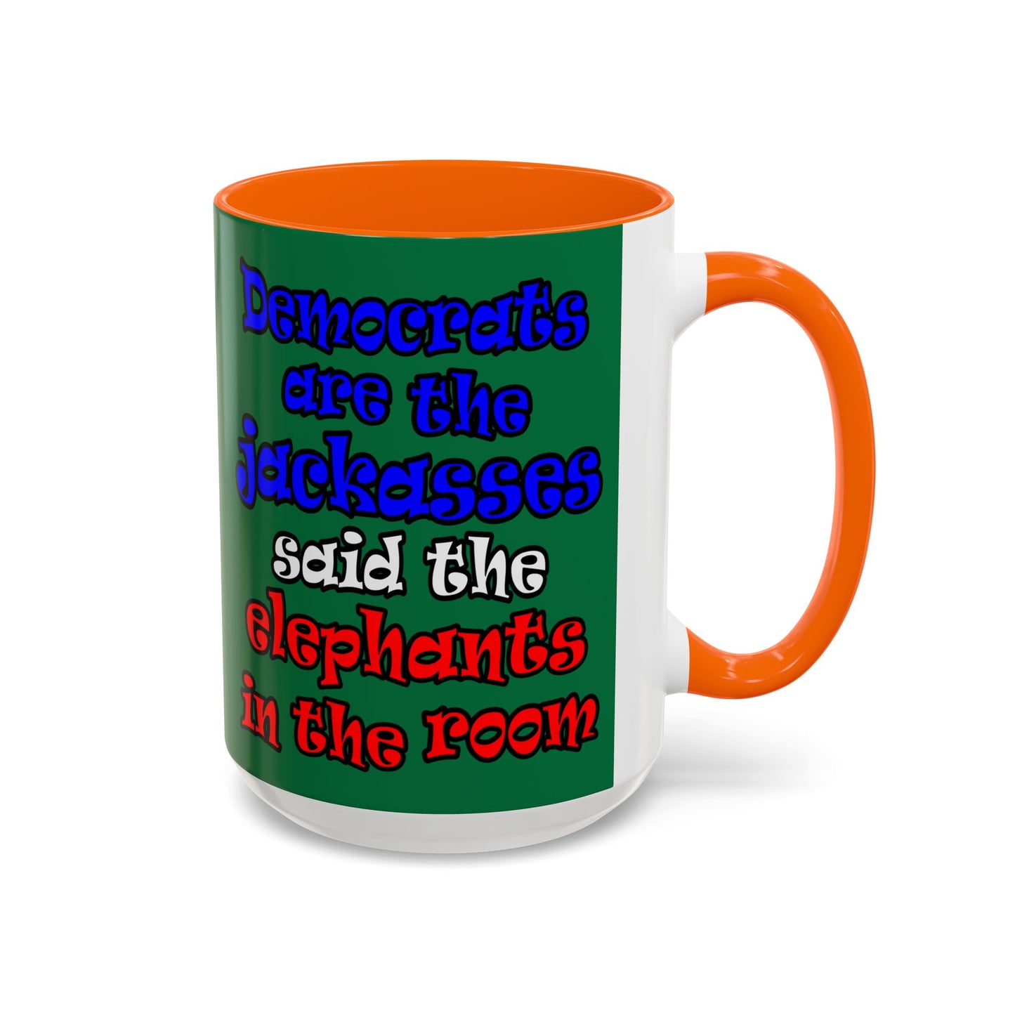 donkeys and elephants - Accent Mug (dark green)