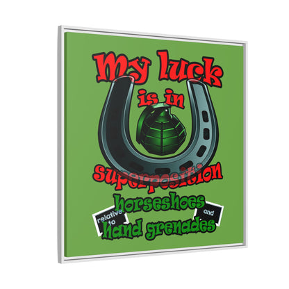 my luck - framed canvas art (green)