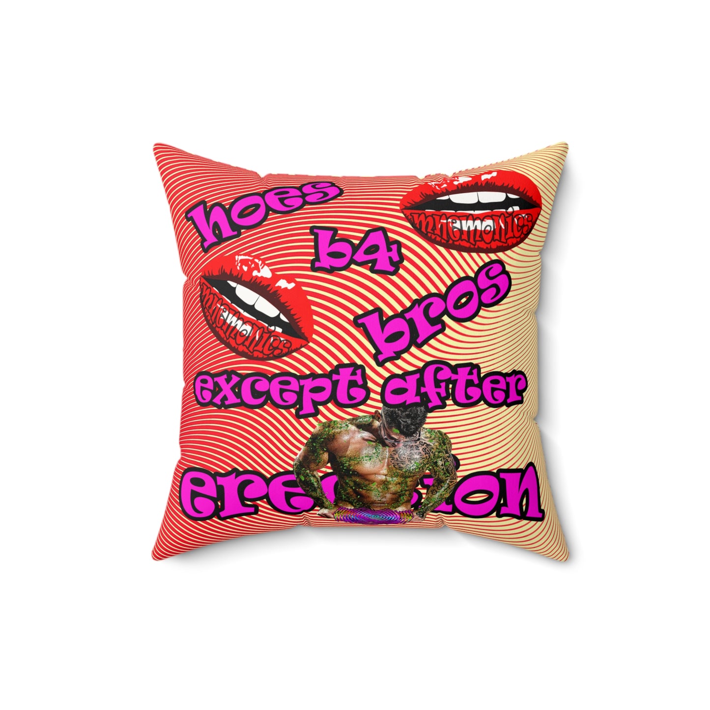 hoes b4 bros - Faux Suede Square Pillow - (yellow-orange wave)