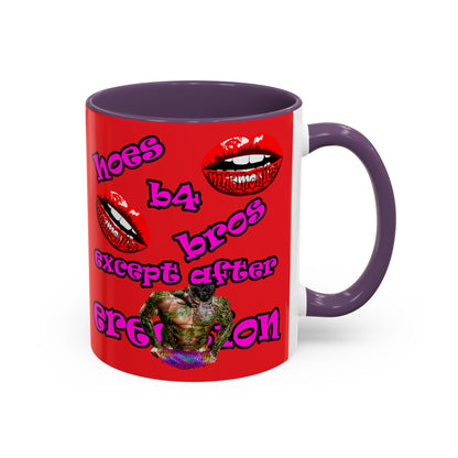 hoes b4 bros - Accent Mug (red)