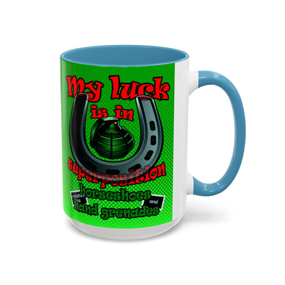 my luck - Accent Mug (logo green)