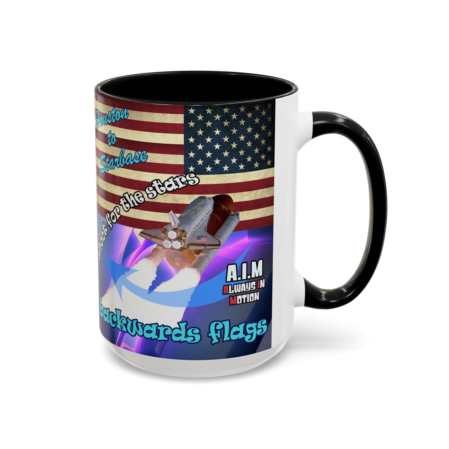 shoot for the stars - Accent Mug (grey-pink wave)