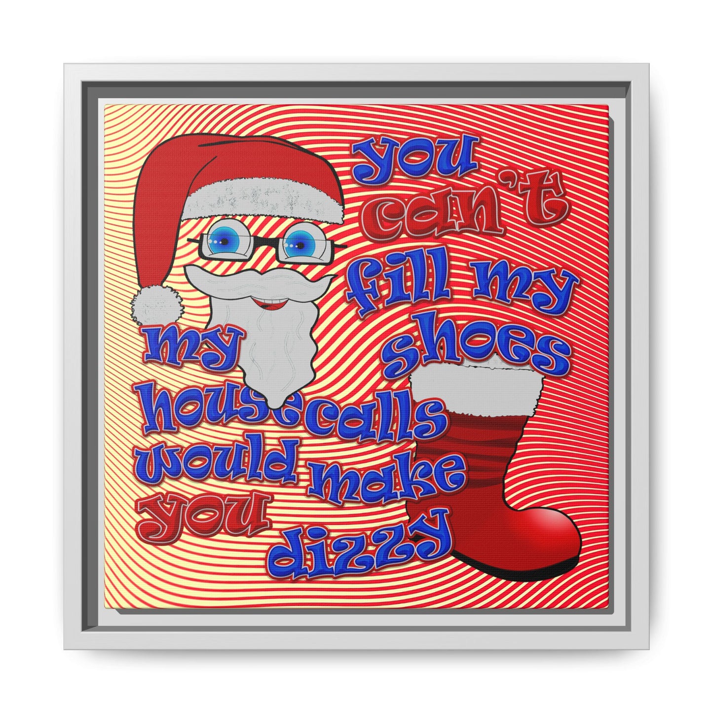 santa's shoes - framed canvas art (yellow-orange wave)
