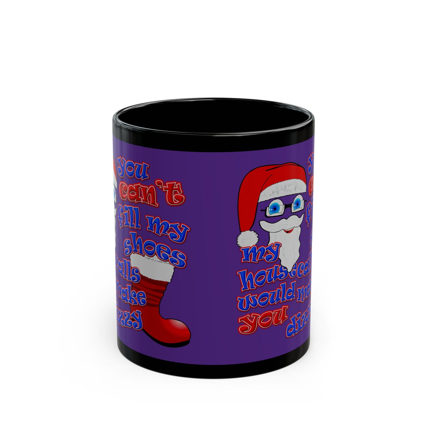 santa's shoes - Black Mug (purple)