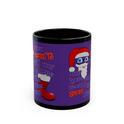 santa's shoes - Black Mug (purple)