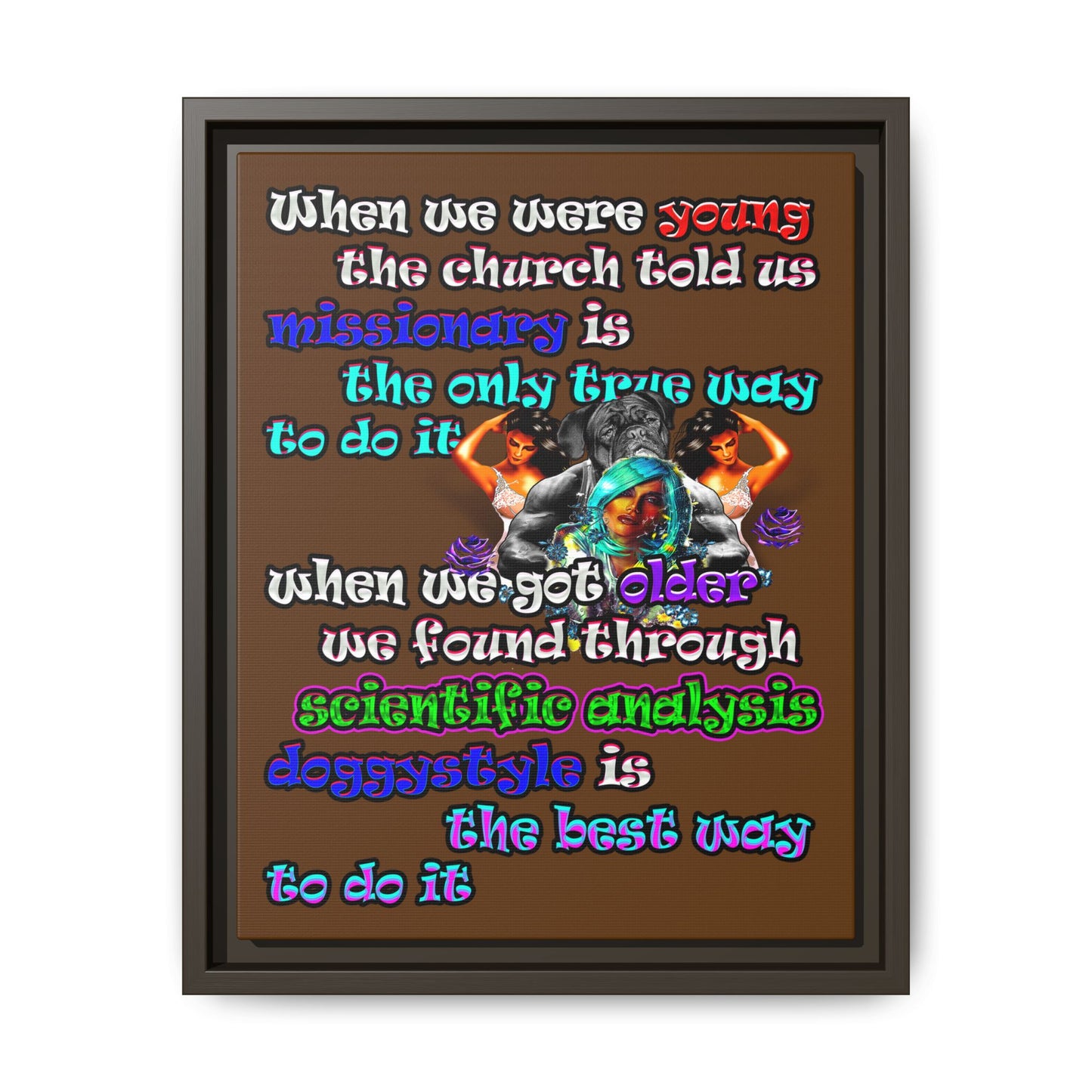 doggystyle - framed canvas art (brown)
