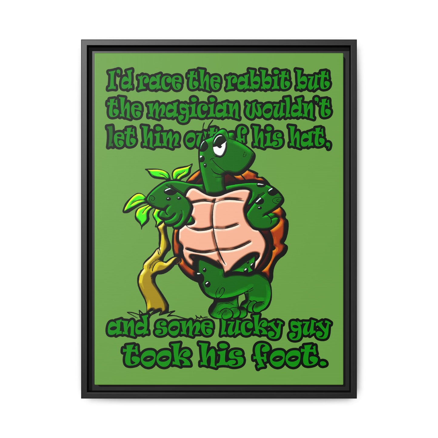 turtle race - framed canvas art (green)