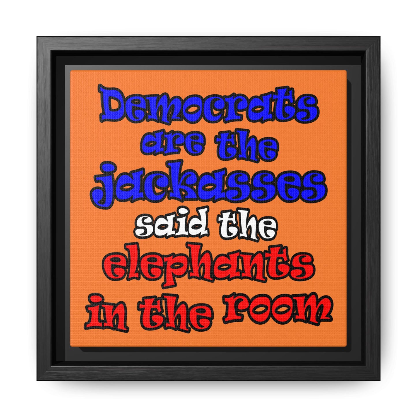 donkeys and elephants - framed canvas art (crusta)