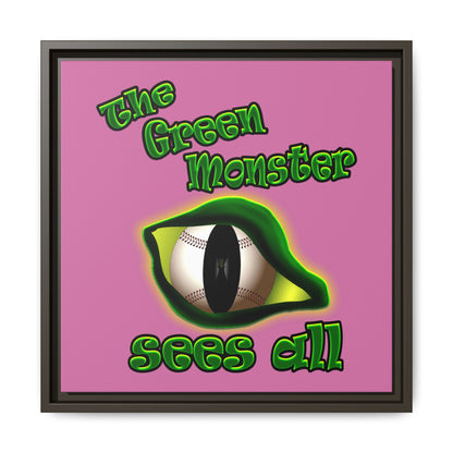 green monster - framed canvas art (light pink)