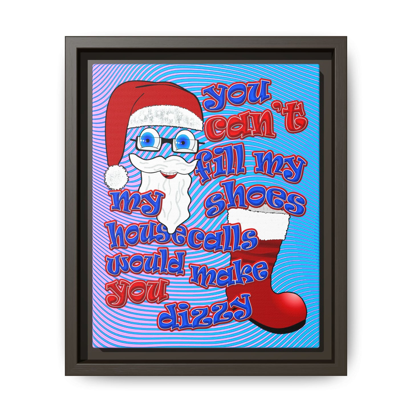 santa's shoes - framed canvas art (light blue-purple wave)