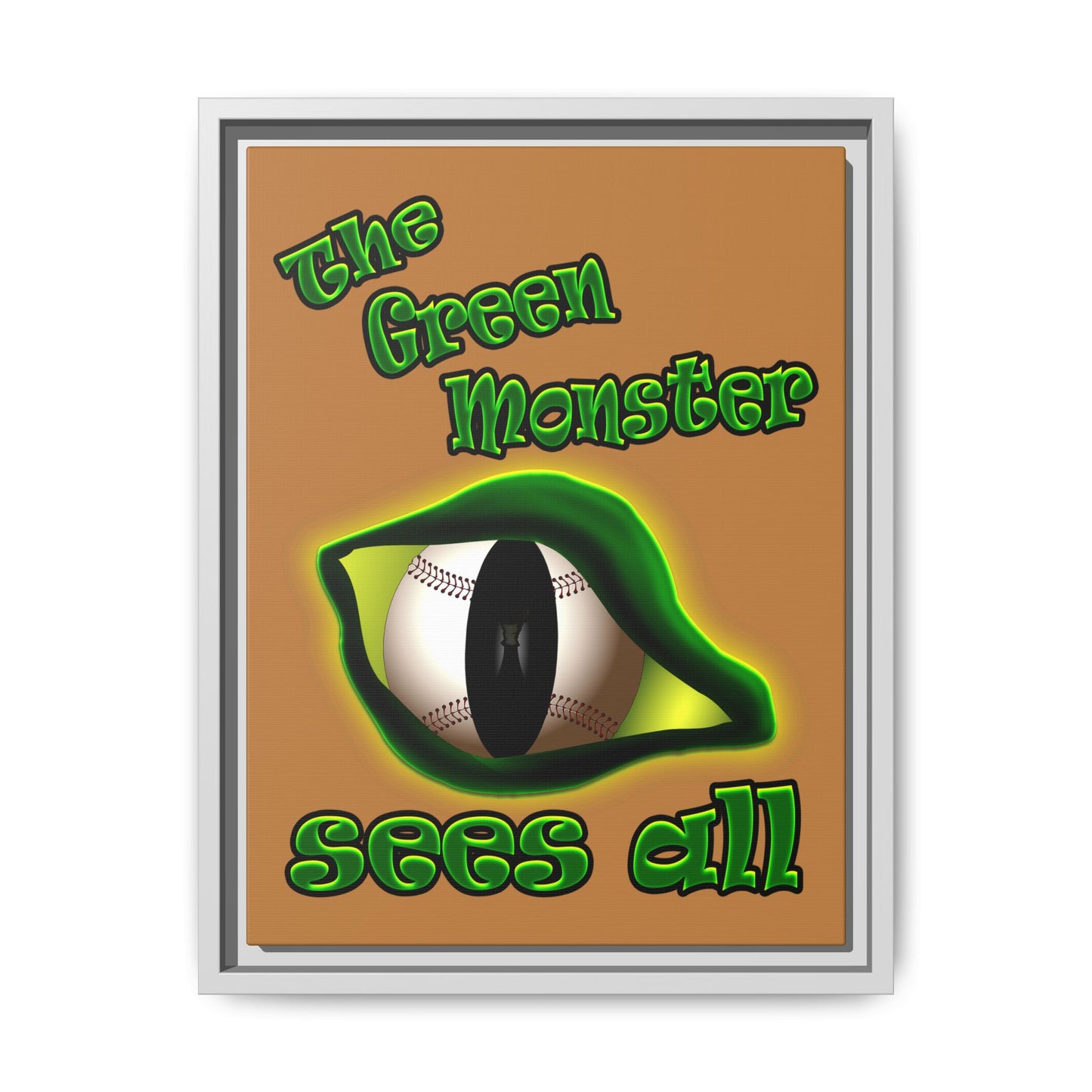 green monster - framed canvas art (light brown)
