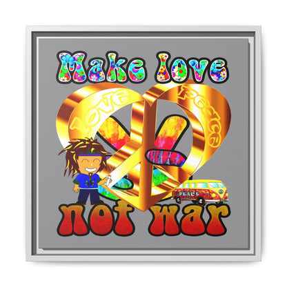 love peace - framed canvas art (grey)