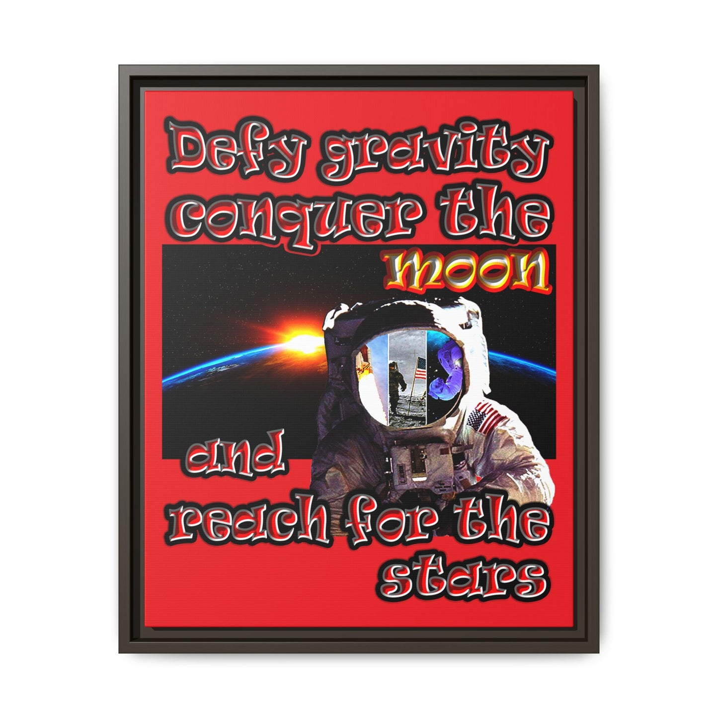 defy conquer reach - framed canvas art (red)