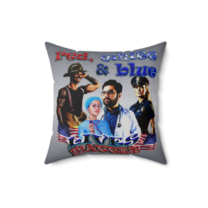 rw&b lives matter - Spun Polyester Square Pillow - (brushed nickel)