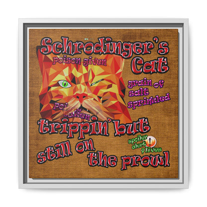 schrodinger's cat - framed canvas art (brown papyrus)